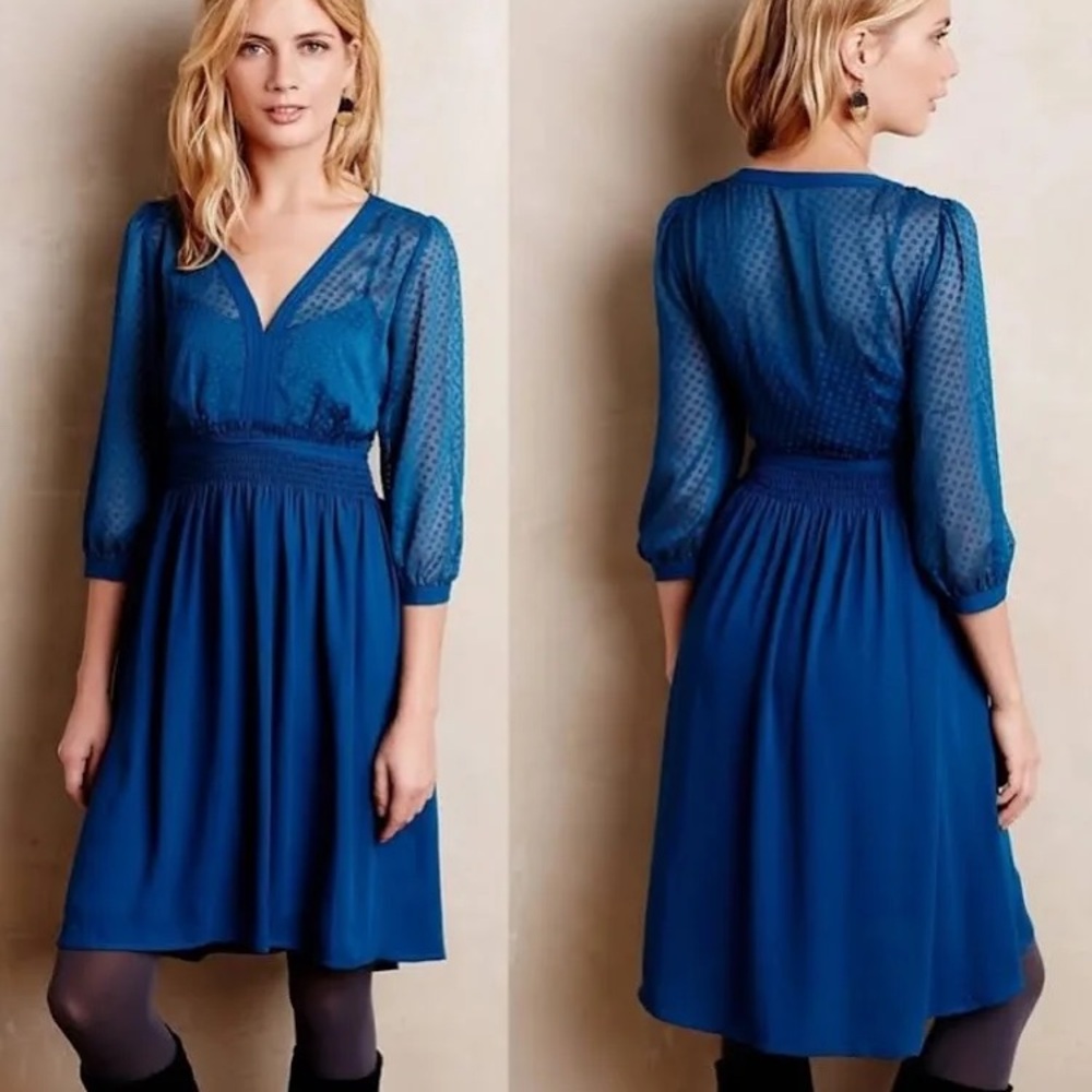 HD in Paris Anthropologie Celeste Swiss Dot Sheer Chiffon Midi Dress